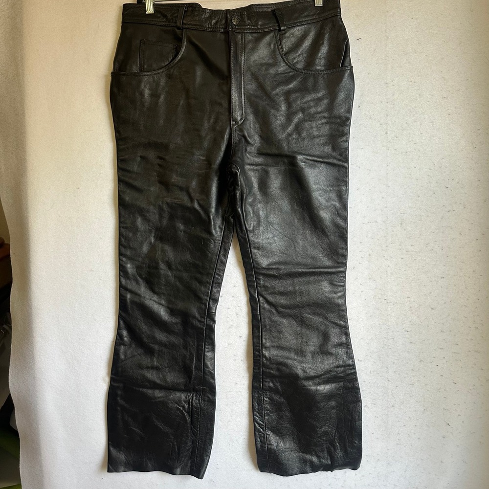 Xelement Advanced Motorcycle Gear Black Genuine Leather Biker Pants Mens 38x31